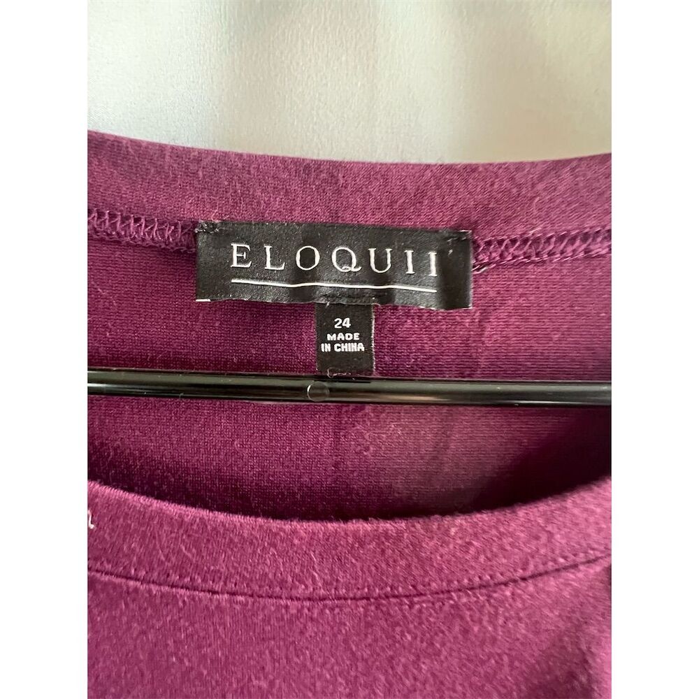 Eloquii Plus Size 24 Purple Peplum Blouse Long Sleeve Casual Top - Picture 3 of 4